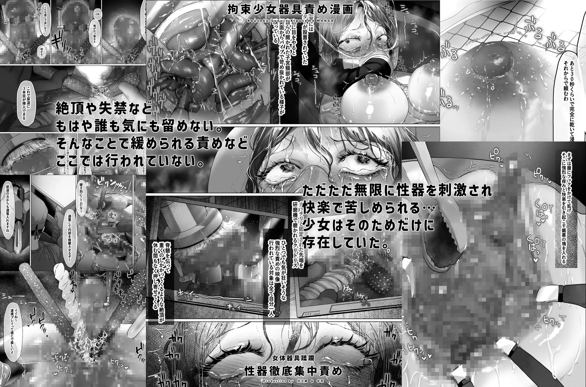 拘束少女器具責め漫画 女体器具蹂躙～完全拘束少女/クリ肥大化実験/無限ディルド機械○/性器徹底集中責めなど～ [灯工房]